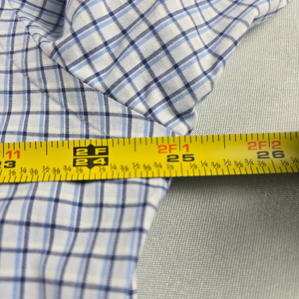 Jos A Bank Traveler Traditional Fit Blue Check Dress Shirt Men's 17 34 Cotton - Picture 6 of 8